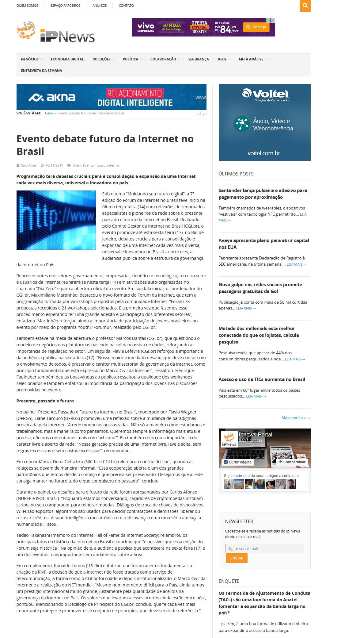 NIC.br - Na Mídia - Evento debate futuro da Internet no Brasil