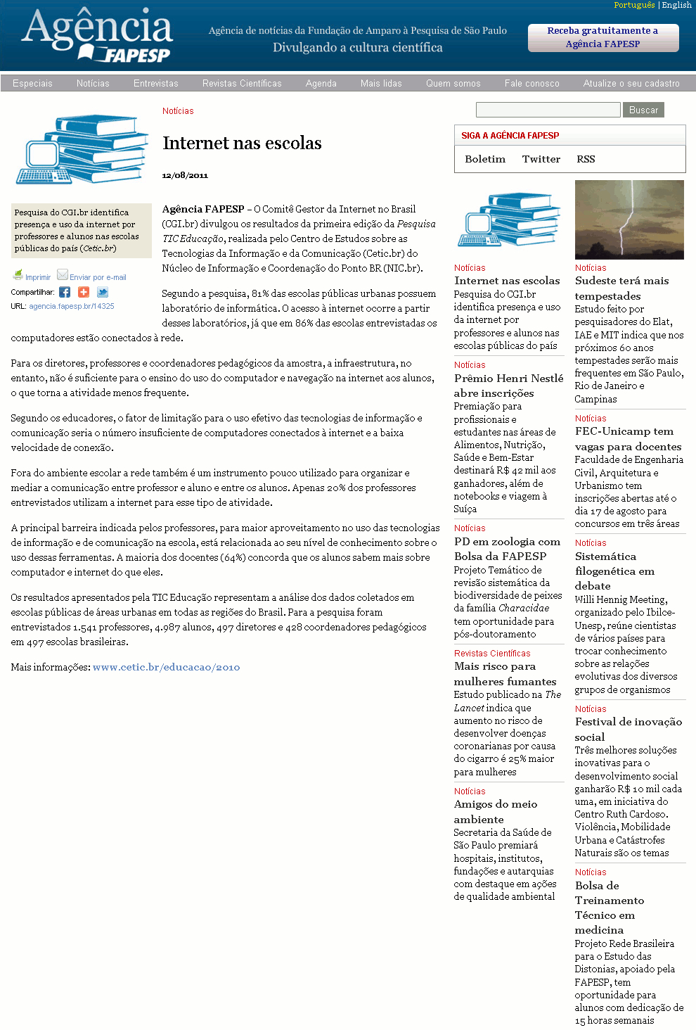NIC.br - Na Mídia - Internet nas escolas