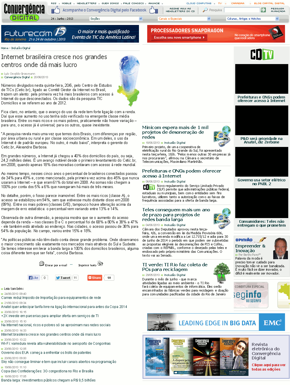 NIC.br - Na Mídia - Internet brasileira cresce nos grandes centros onde ...