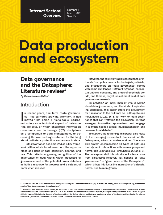 Year XV - N. 1 - Data production and ecosystem